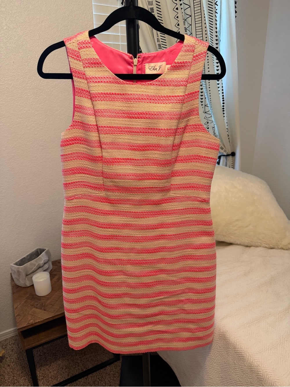 Eliza J Pink and Cream Striped Sleeveless Sheath Dress